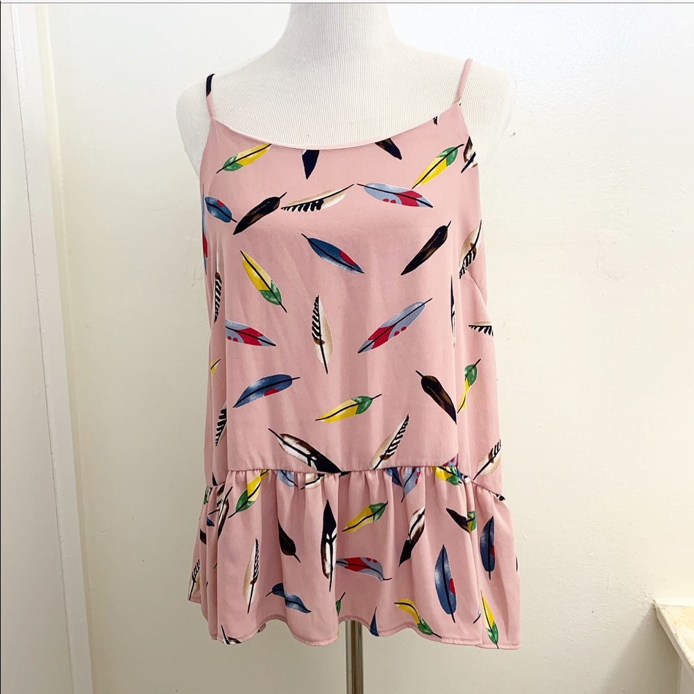 I Joah | Feather Print Boho Pink Top